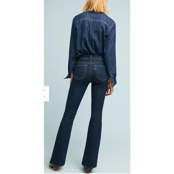 Anthropologie x Levi’s Made & Crafted Stem Flare Blue Jeans Mid-Rise 28 $198 - Image 2