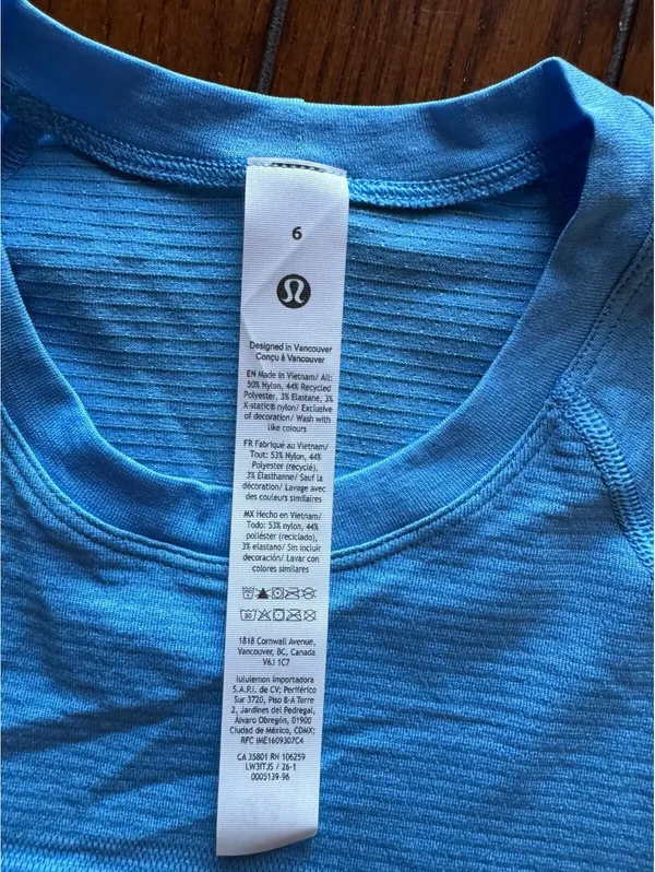 Lululemon Swiftly Tech Cropped Short Sleeve 2.0 Ocean Wave Size 6 NWT - Image 5