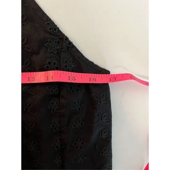 Brandy Melville Black Eyelet Halter Top Cropped Cotton Floral‎ Boho Tank - Image 6