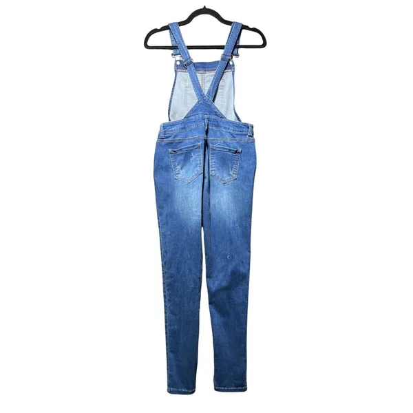 Wax Jean Distressed Denim Overalls Medium‎ Wash Skinny Leg Blue M - Image 2