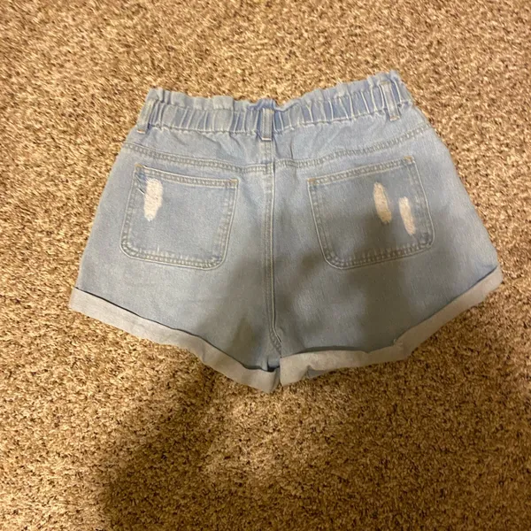 Hayden Paperbag Waist Stretchy Waist Denim Blue Jean Shorts 💜 - Image 4