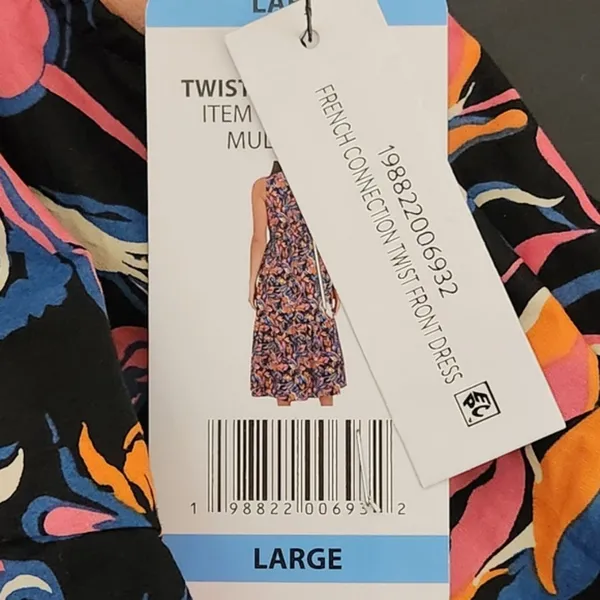 French Connection Cotton Floral Midi Dress Size Large NWT Wedding Guest Dress - Image 9