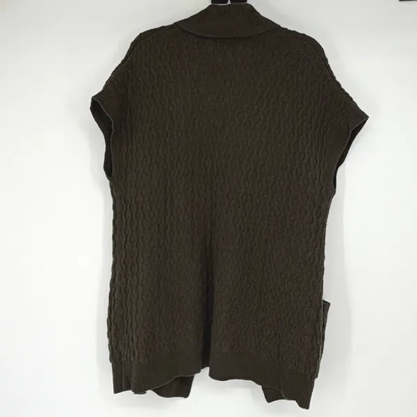 Lafayette 148 New York Olive Green Wool‎ Cashmere Cable Knit Vest Cardigan M - Image 2