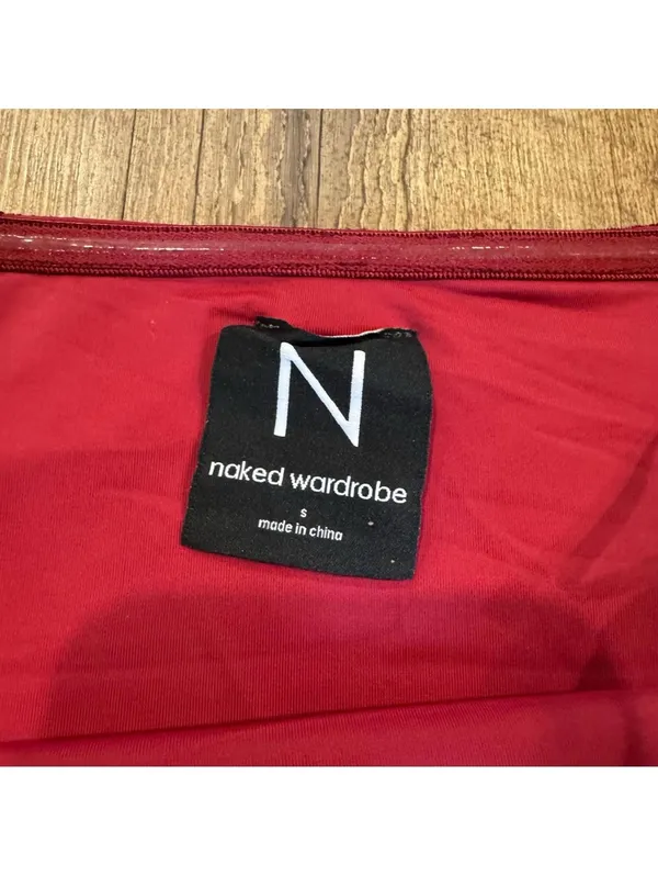 NWOT Nordstrom Naked Wardrobe Burgundy Red Velvet Strapless Bodysuit Small Top - Image 2