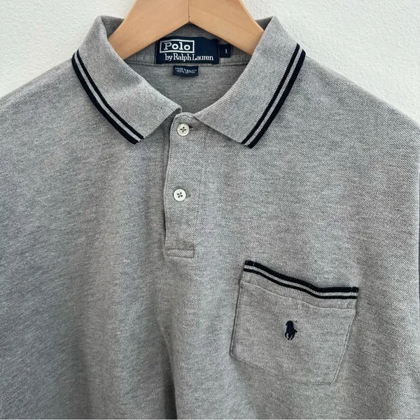 Grey Polo Ralph Lauren Y2K Cropped Polo - Image 3