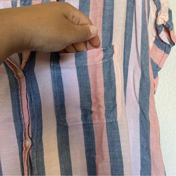 American Eagle striped button down shirt SZ L - Image 4
