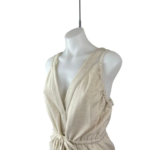 Daily Practice Beige Sleeveless V Neck Tie Waist Cami Tank Romper Shorts Size S - Image 2