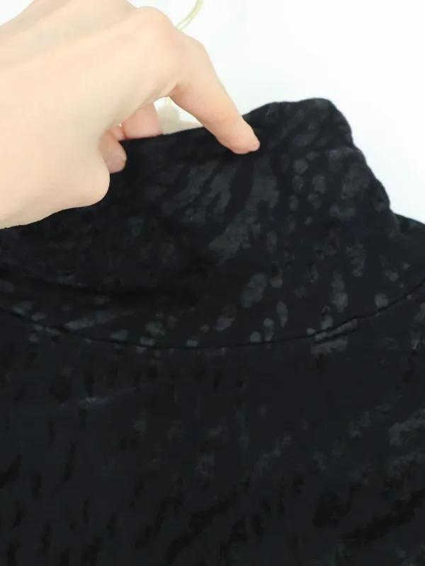 Majestic Filatures Woman's Black Burnout Velvet Cowl Neck Long Sleeve Top XL - Image 6