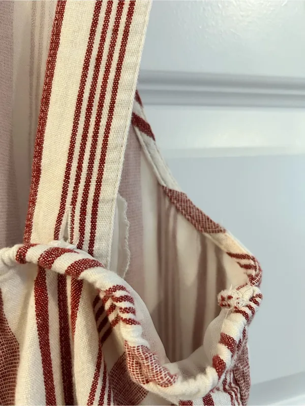 American Eagle Linen Blend Jumper Dress Cream Red Size M - Image 10