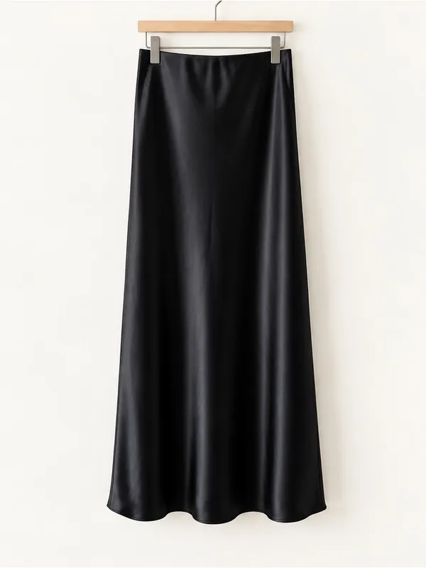 Renee C. Black Draped Satin Strapless Flowy Midi Dress Elegant Size Small Party - Image 5