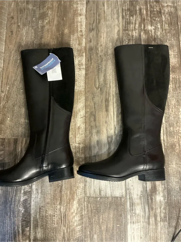 Geox Black Over-the-Knee Leather Riding Boots Size 7 - Image 12