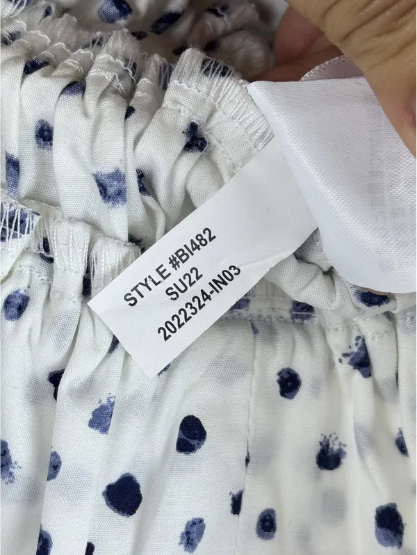 J.Crew Cinched-Waist Cotton Poplin Tank Top Blue Dot Smocked Crop M - Image 6