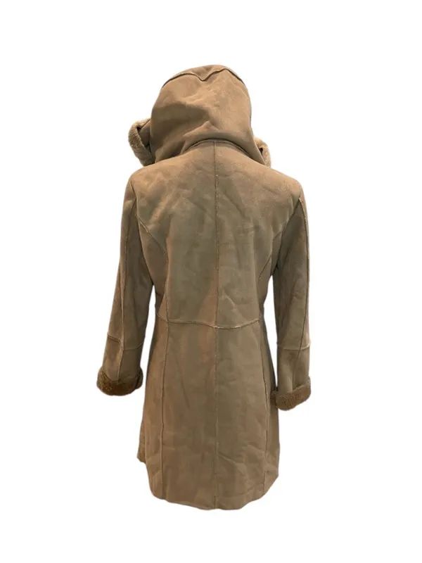 Calvin Klein Tan Hooded Faux Shearling Peacoat - Image 7