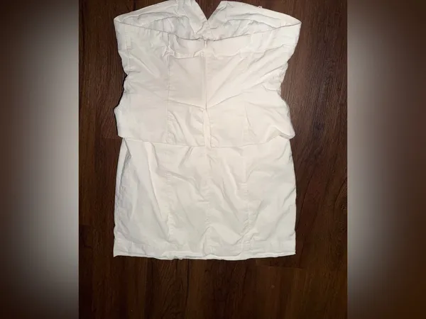 BHLDN Strapless Vest Mini Dress white cotton fall party formal $200 - Image 6