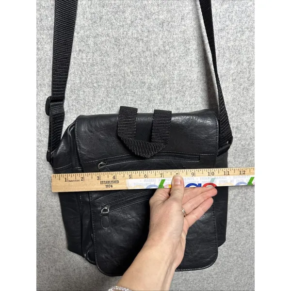 Vintage Totes‎ Shoulder Bag Purse Black 90s Pockets Zip Adjustable Travel 90s - Image 5