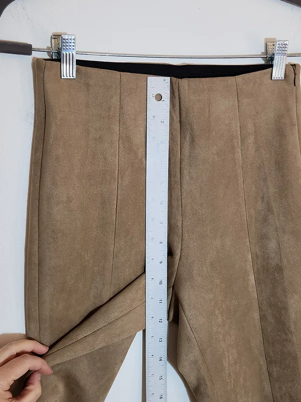 Zara Brown Faux Suede Skinny Ankle Pants Size Medium - Image 9