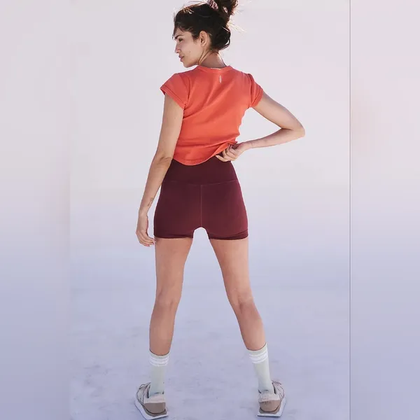 NWT Free People Good Karma Running Shorts Color: Oxblood Size M/L - Image 3