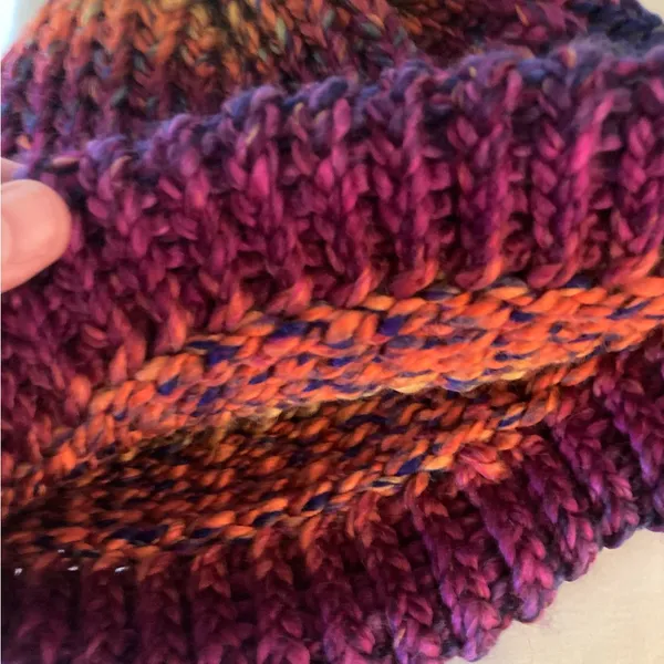 Handmade multicolor knit beanie hat for adults for winter Red - Image 8