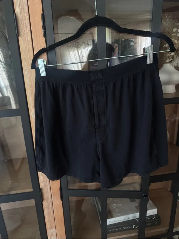 SKIMS Boyfriend boxer shorts loose lounge pajamas logo modal cotton onyx - Image 5