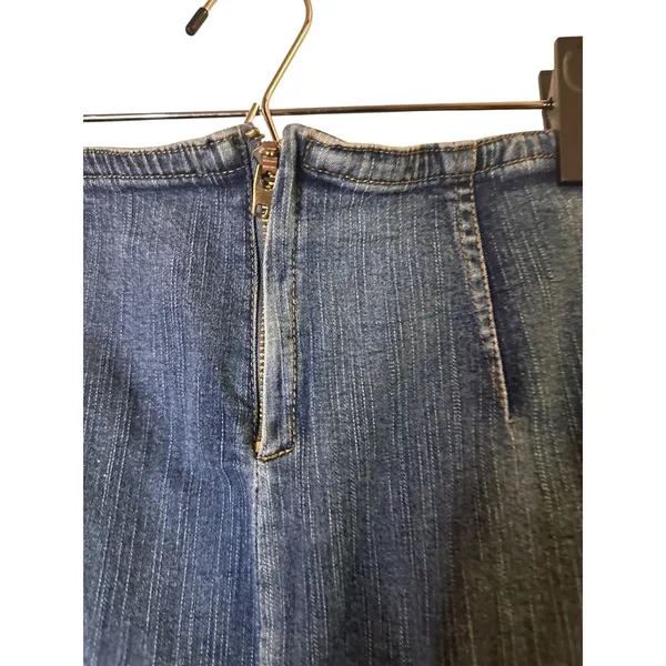 Orix's Dark Blue Fringe Detail Cotton Denim Jean Skirt Women Sz S - Image 4