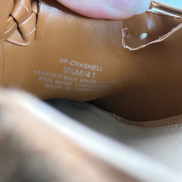 Vince Camuto Crashell Tan Suede Platform Clogs Braided Buckle Mules Studded 9.5 - Image 4