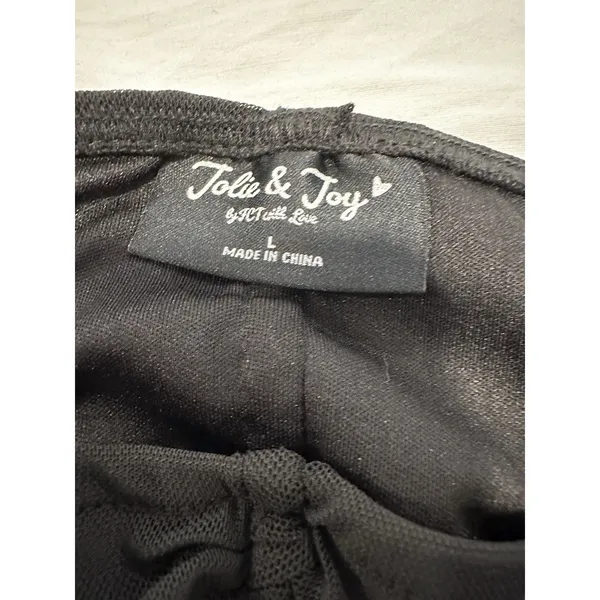 Jolie and Joy Women Sz:L Cropped Ruched Black Bodice Stretch Sheer Mesh Sleeves - Image 5