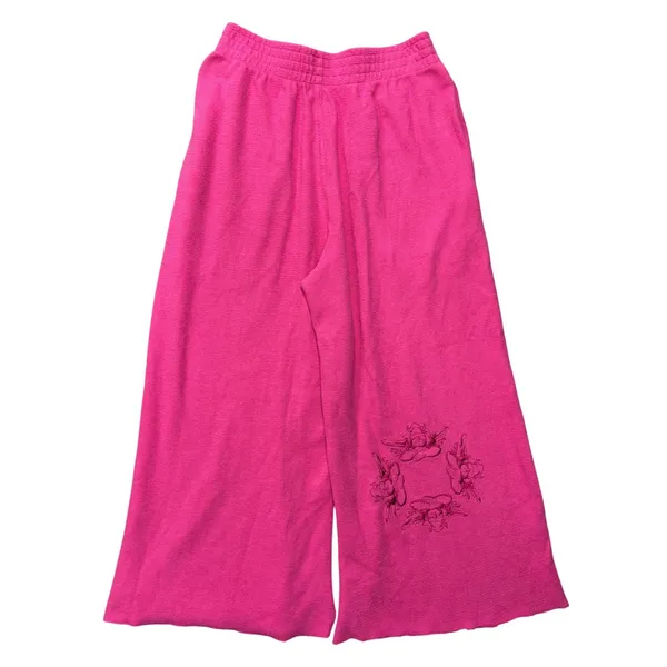 Boys Lie Sweatpants Small It's All Lies Darling Hot Pink Wide Leg Graphic Cherub - Image 5