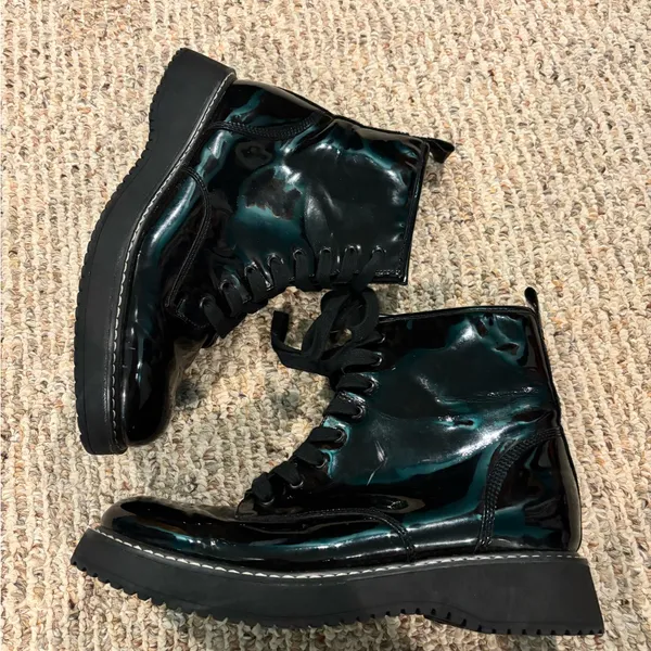 Kohl's Black Patent Combat Boots - Image 3