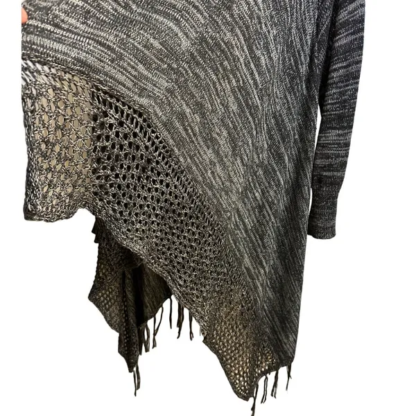 One World Size XL Live and Let Live Women's Cardigan Sweater Gray/Black - Image 4