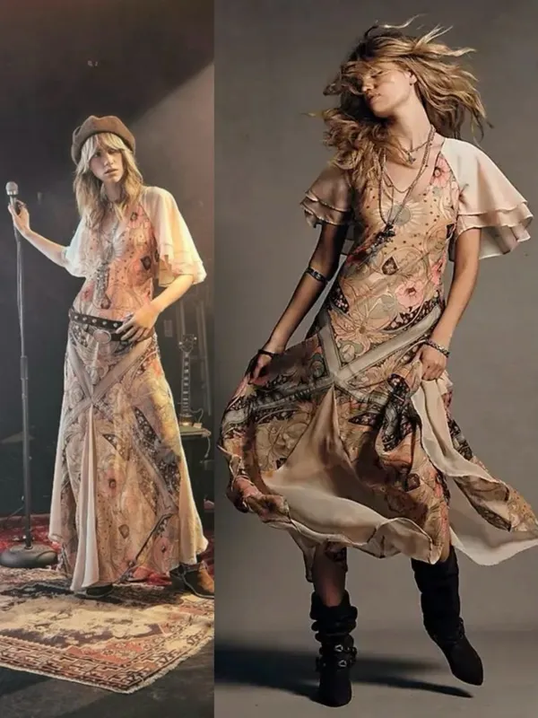 Free People Bohemian Witchy Celestial Nights Maxi Dress in Fairy Combo XL - Image 2