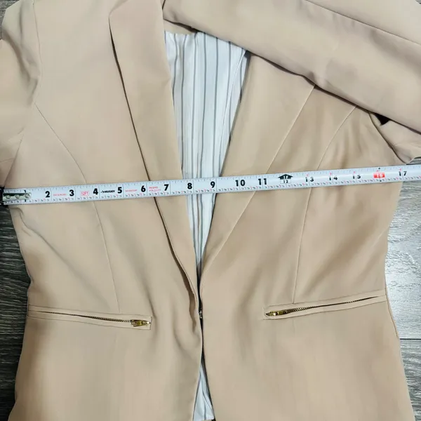 Haute Monde Womens Tan Open Front Blazer Jacket‎ Career Preppy Beige Medium - Image 8