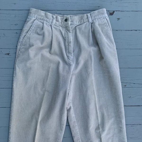 Vintage Y2K Beige Cream Corduroy LL Bean High Waisted Pants - Image 5