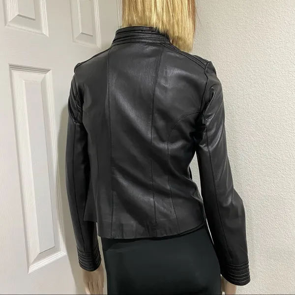 Arden B Black 100% Genuine Leather Moto Jacket S - Image 3