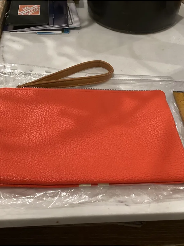Nautica Orange Wristlet Clutch with Cream Stripes - Image 4