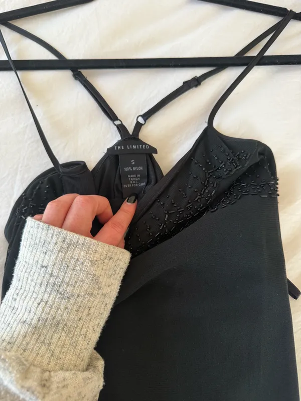 The Limited Black Beaded Spaghetti Strap Camisole  - Image 2