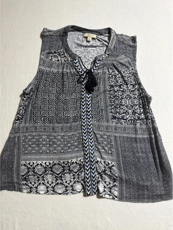 Style & Co Women's Sleeveless Patchwork Print Blouse XXL - Image 3