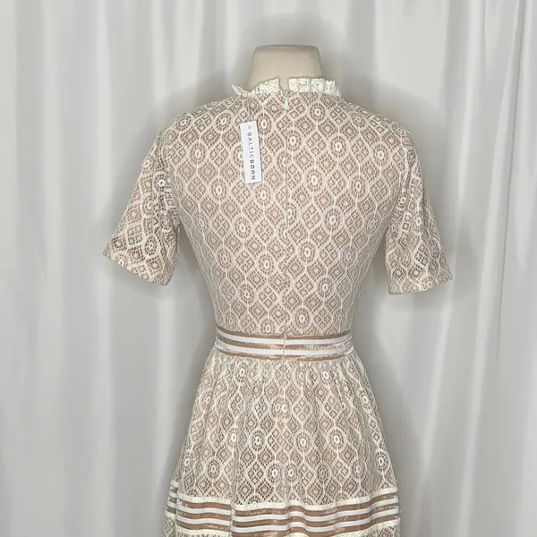 NWT BALTIC BORN Windsor Lace Midi Dress Ivory Nude Feminine Romantic Small - Image 9