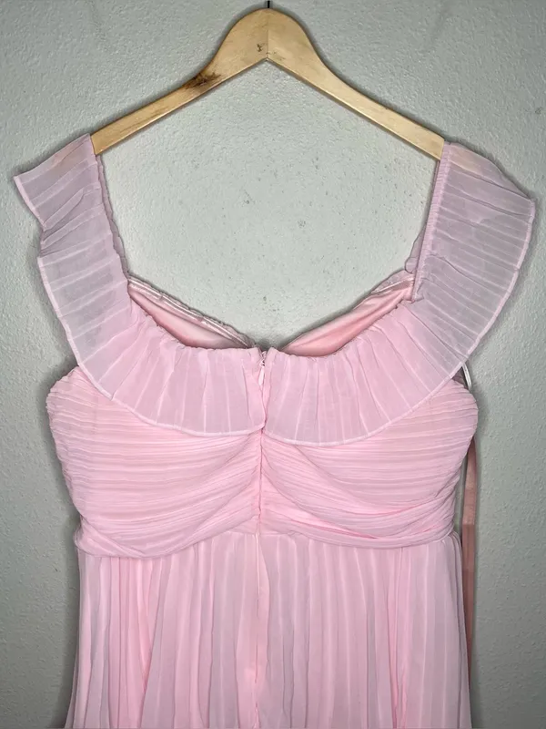 NEW Lulu’s Always Remarkable Pleated Tiered Off Shoulder Maxi Dress in Pink - Image 7