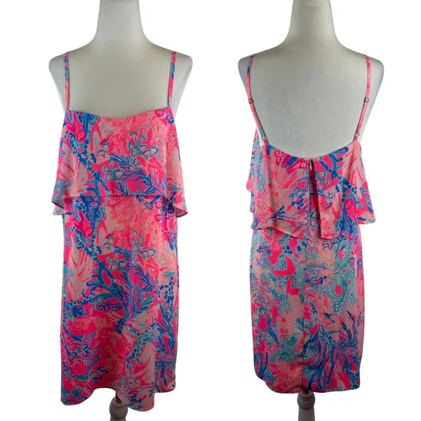 Lilly Pulitzer Lexi Slip Dress Medium Light Pascha Pink Preppy Tropical Resort - Image 2