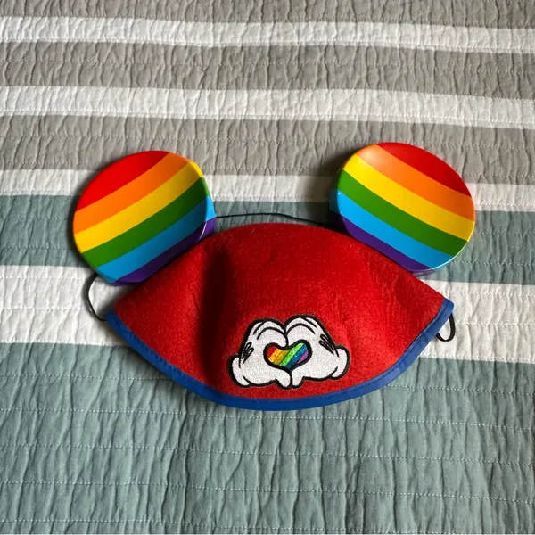 Disney Parks Rainbow Pride Mickey Ears Hat Love Hands Mouse Heart - Image 2