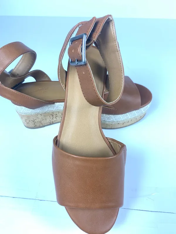 Universal Thread Womens Wedge Sandals 6.5 Brown Platform Espadrille Ankle Strap - Image 14