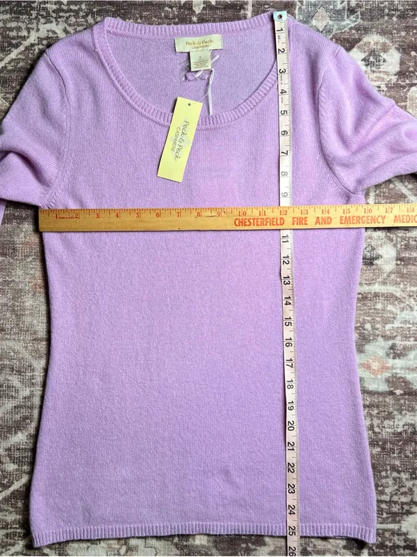 Peck & Peck Women L/S Pullover 2 Ply 100% Cashmere Lilac Sweater,Minimalist|Sz:S - Image 14
