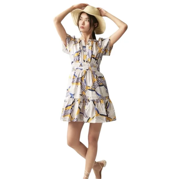 Anthropologie The Somerset Cotton Beach Umbrella Print Mini Dress Size S - Image 13