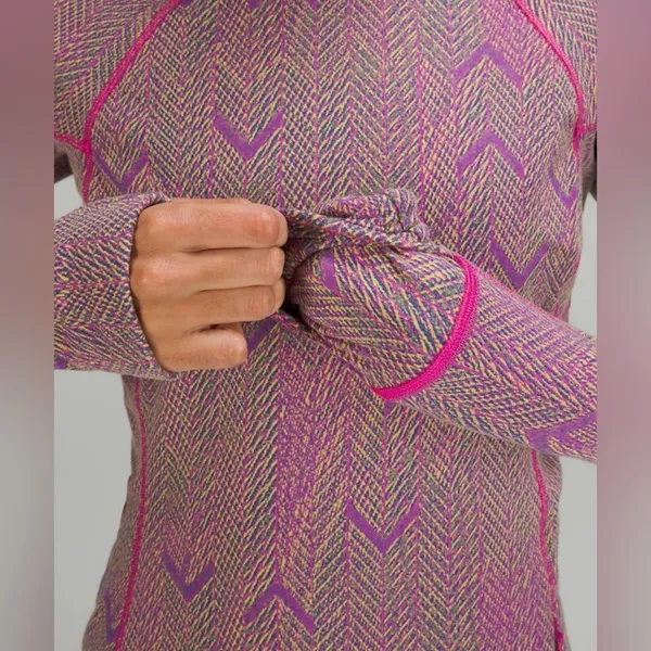 Lululemon Swiftly Tech Long Sleeve 2.0 Chevron Herringbone Magenta Purple Size 2 - Image 11