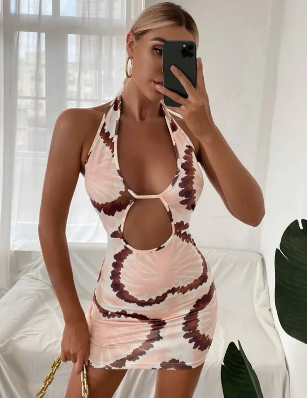 Cut Out Front Tie Dress - Image 3