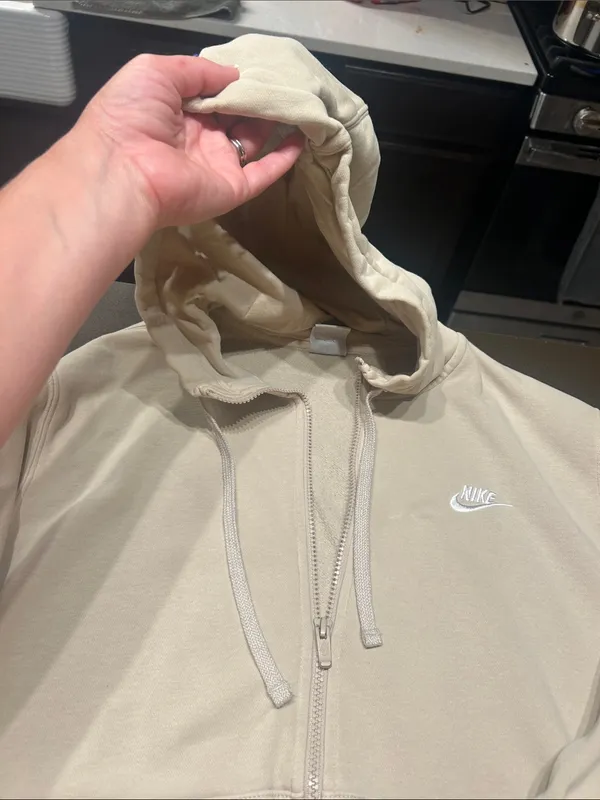 Nike Women's Zip-Up Hoodie Jacket in Light Taupe - Image 3
