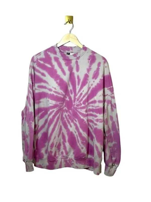 H&M Pink Tie Dye Oversized Sweatshirt Crewneck Lounge Pullover S - Image 6