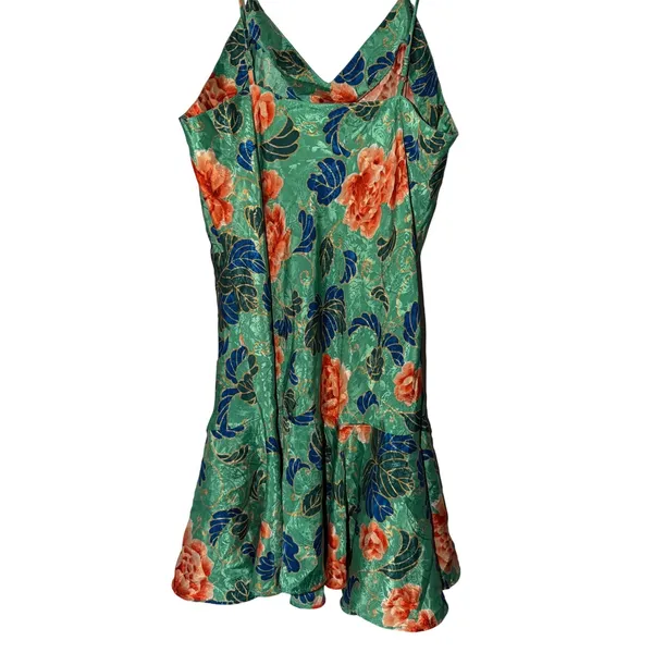 Victoria’s Secret Vintage‎ Gold Label Floral Jacquard Slip Dress Green Orange M - Image 4