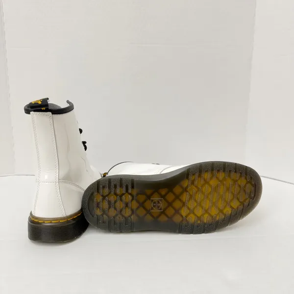 Dr. Martens White Patent Leather Combat Style Boots Size 6 - Image 3