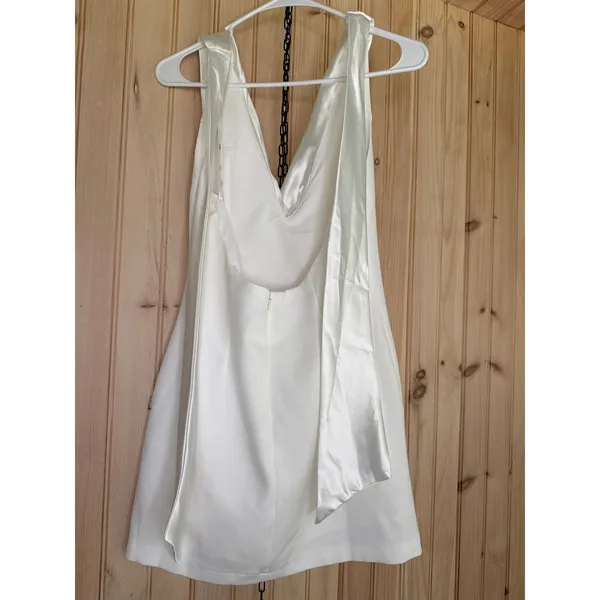 NWOT Lulus Perfected Finesse White Cowl Halter A-Line Mini Dress Engagement Sz S - Image 5